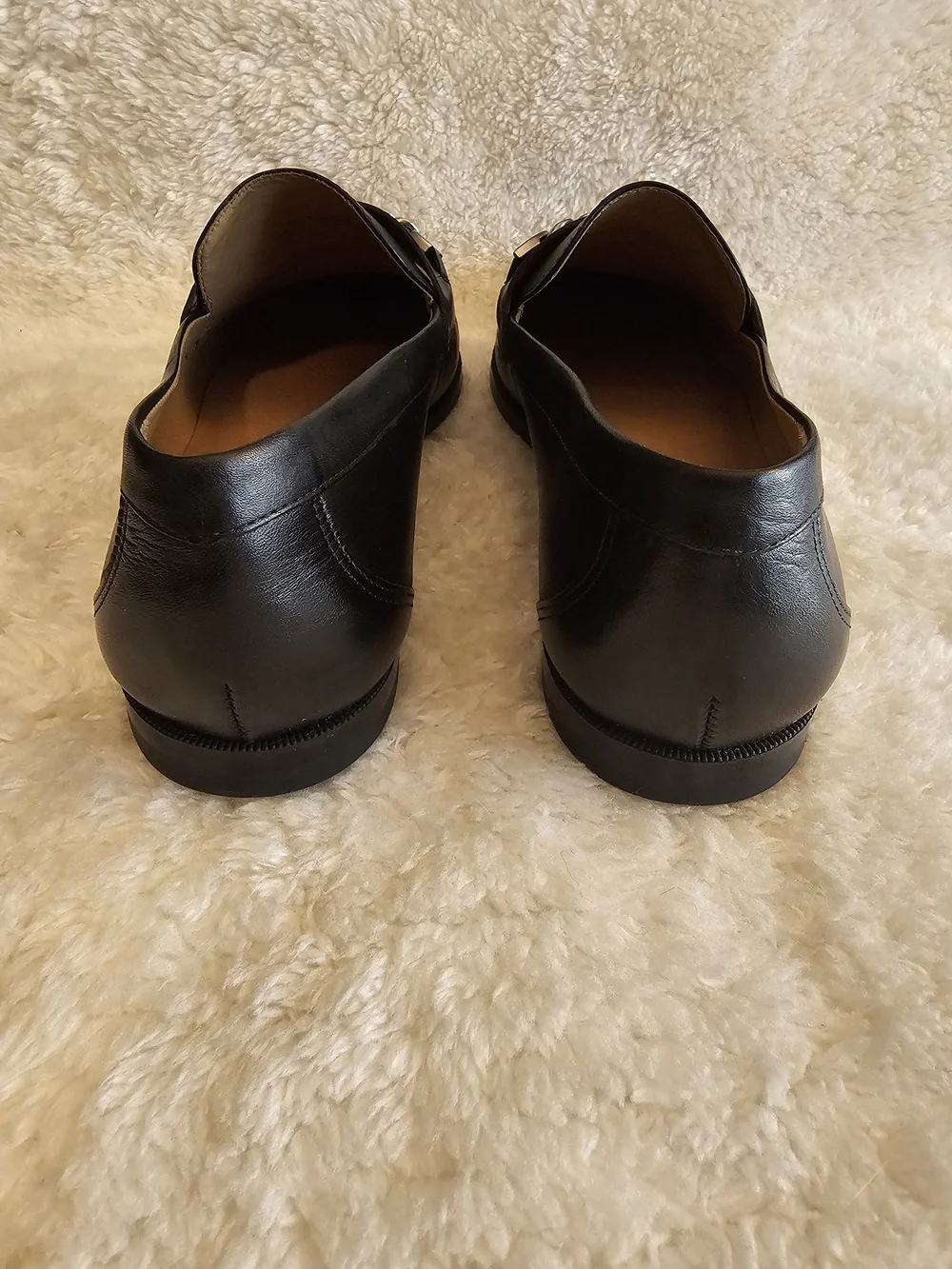 NIB Bernardo Zephyr Leather Chain Loafers Black Antique Calf Women's Size 10
